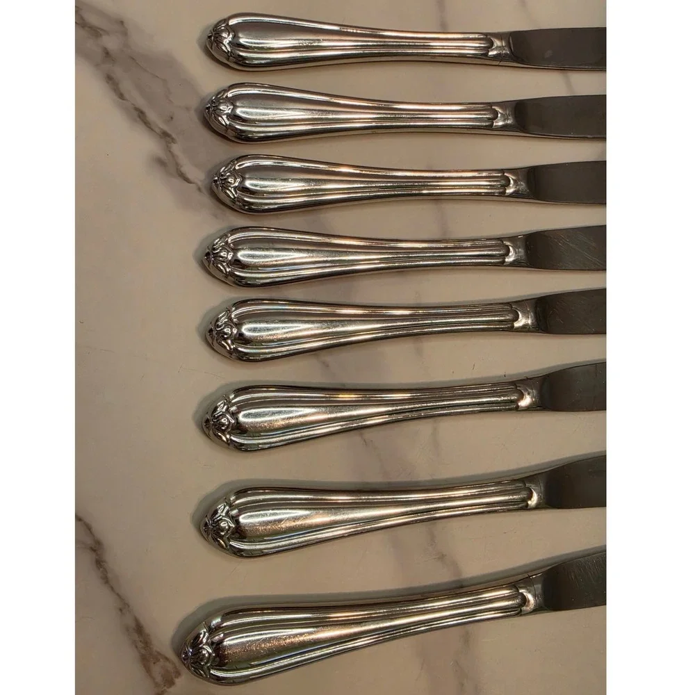 Gorham Melon Bud Stainless Steel Dinner Knives Set of 8 Silverware Korea